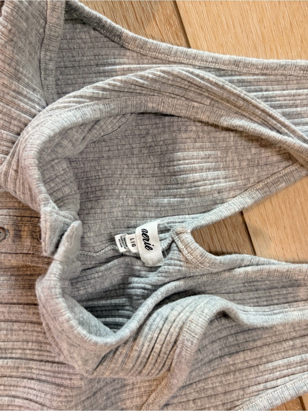 aerie Kids Light Gray Ribbed Leggings